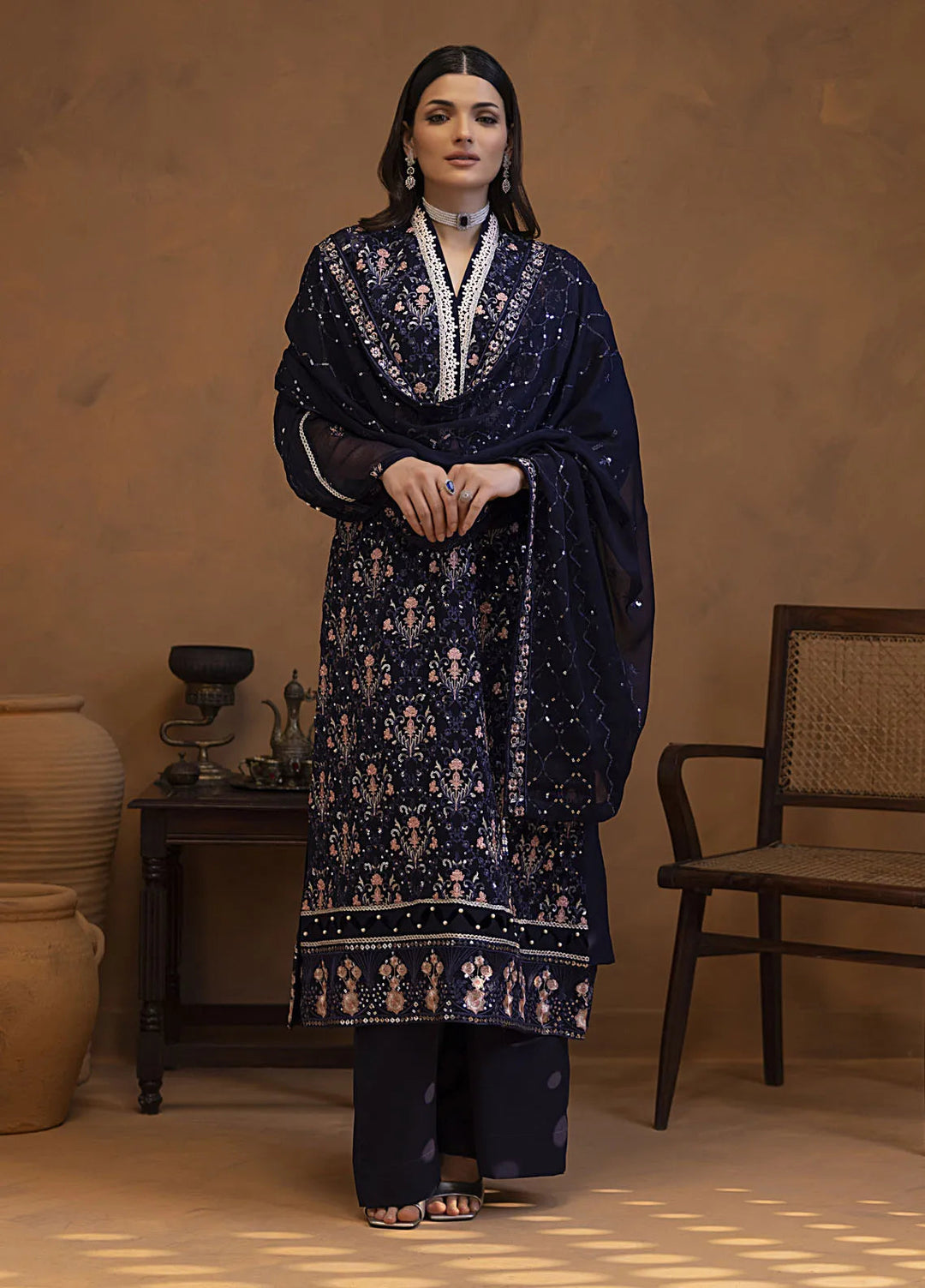 Mehar by Shamooz Embroidered Chiffon Suit Unstitched 3 Piece SHM24MC SU-116 Sumbul - Festive Collection