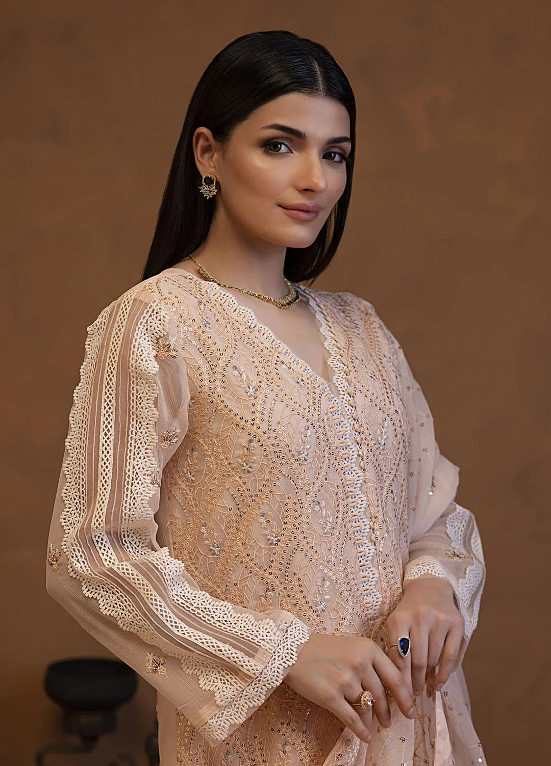 Mehar by Shamooz Embroidered Chiffon Suit Unstitched 3 Piece SHM24MC SU-117 Diyar - Festive Collection