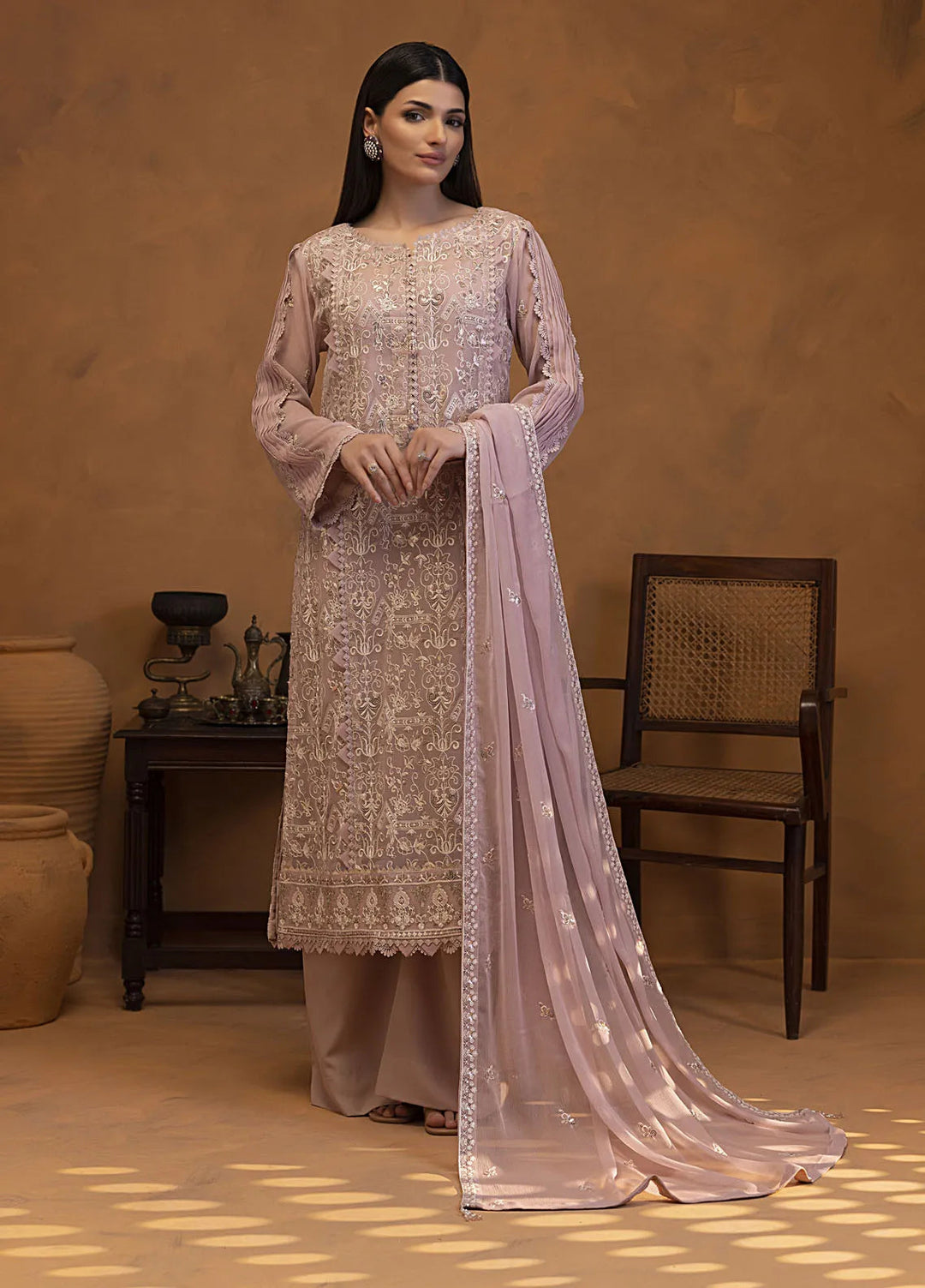 Mehar by Shamooz Embroidered Chiffon Suit Unstitched 3 Piece SHM24MC SU-119 Bahar - Festive Collection
