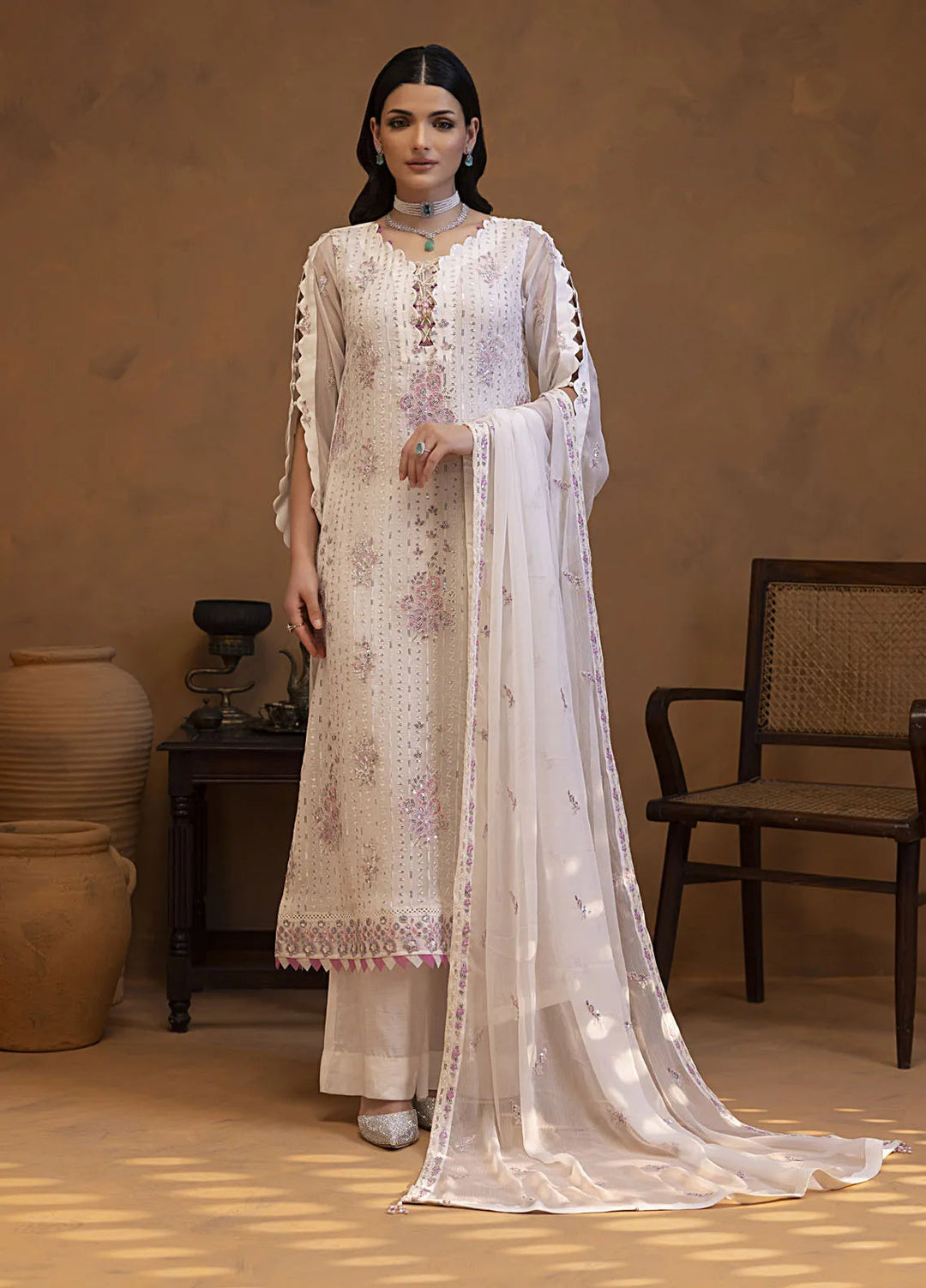 Mehar by Shamooz Embroidered Chiffon Suit Unstitched 3 Piece SHM24MC SU-120 Jahan - Festive Collection