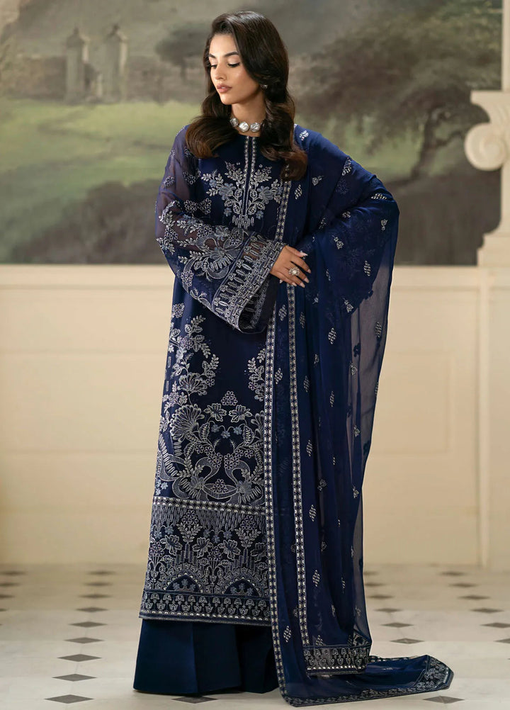 Meharbano By Kuch Khas Embroidered Chiffon Suit Unstitched 3 Piece FL24M K-1601 Nilan - Formal Collection