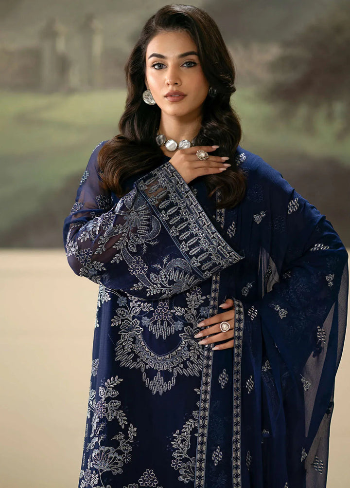 Meharbano By Kuch Khas Embroidered Chiffon Suit Unstitched 3 Piece FL24M K-1601 Nilan - Formal Collection