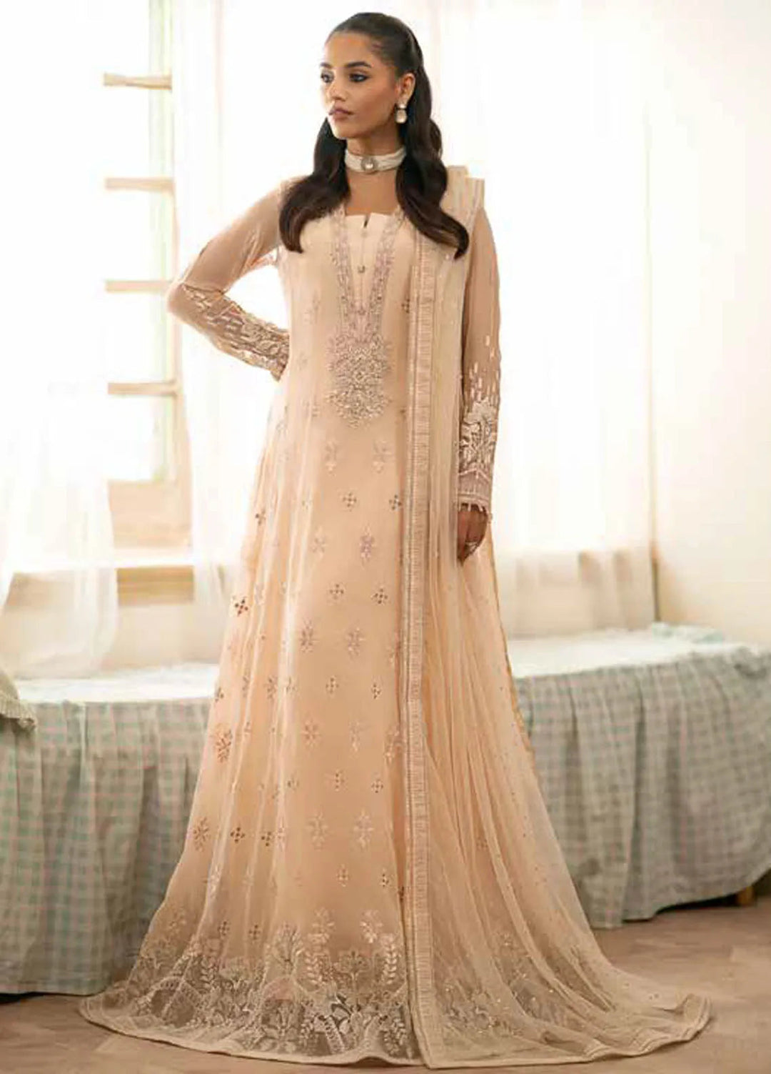 Meharbano By Kuch Khas Embroidered Chiffon Suit Unstitched 3 Piece FL24M K-1602 Siara - Formal Collection