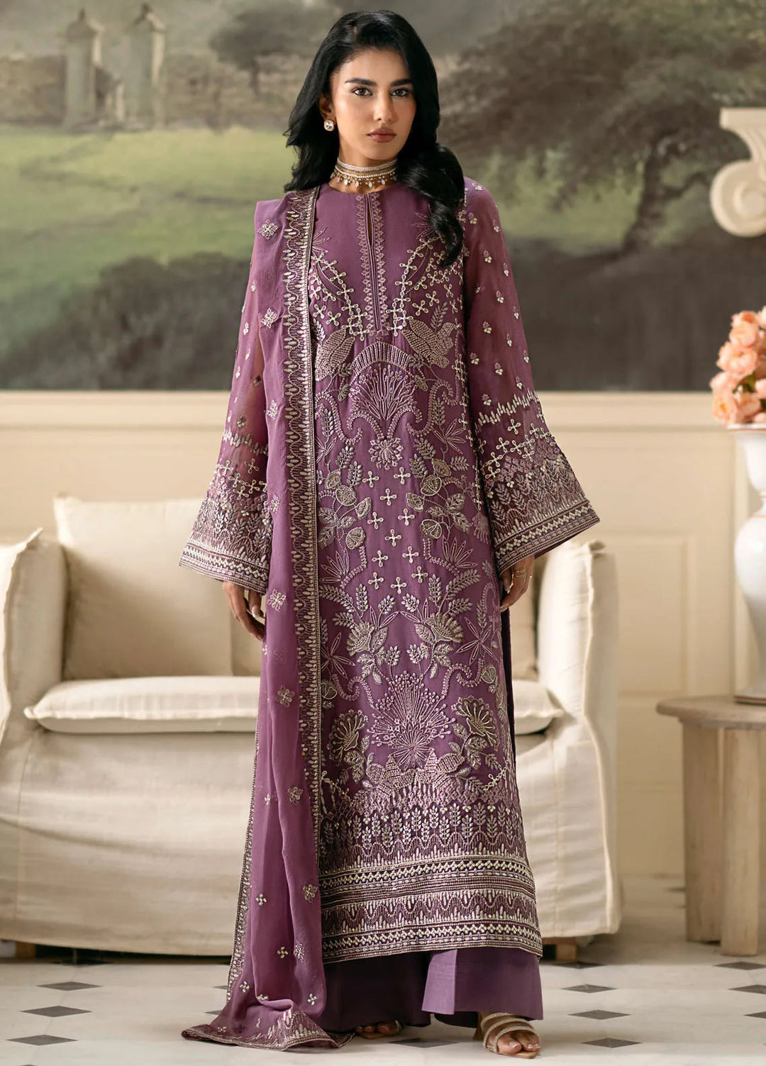 Meharbano By Kuch Khas Embroidered Chiffon Suit Unstitched 3 Piece FL24M K-1604 Liara - Formal Collection