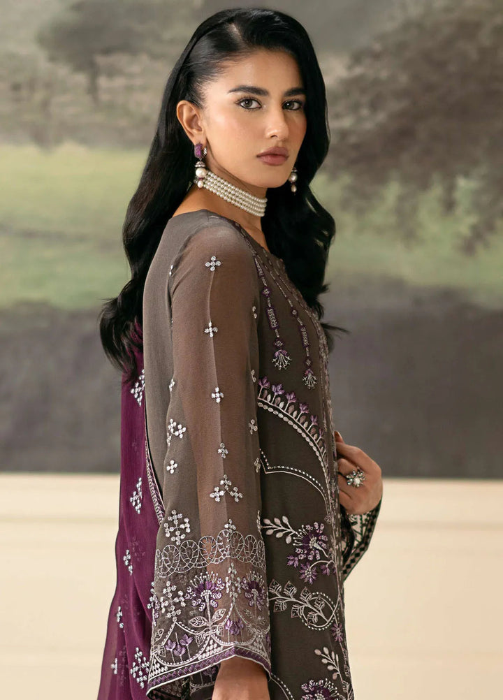 Meharbano By Kuch Khas Embroidered Chiffon Suit Unstitched 3 Piece FL24M K-1605 Flora - Formal Collection