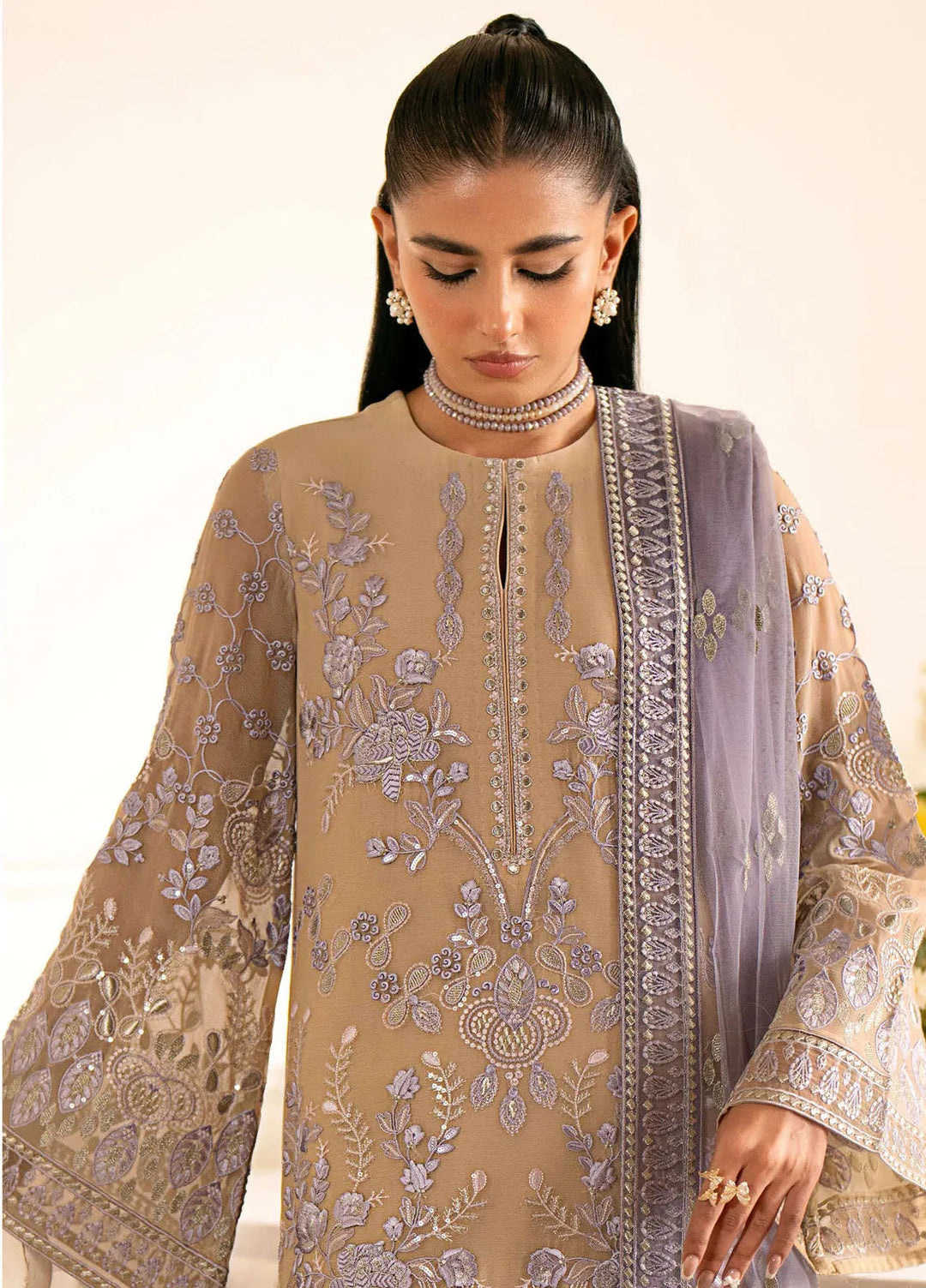 Meharbano By Kuch Khas Embroidered Chiffon Suit Unstitched 3 Piece FL24M K-1606 Ilana - Formal Collection