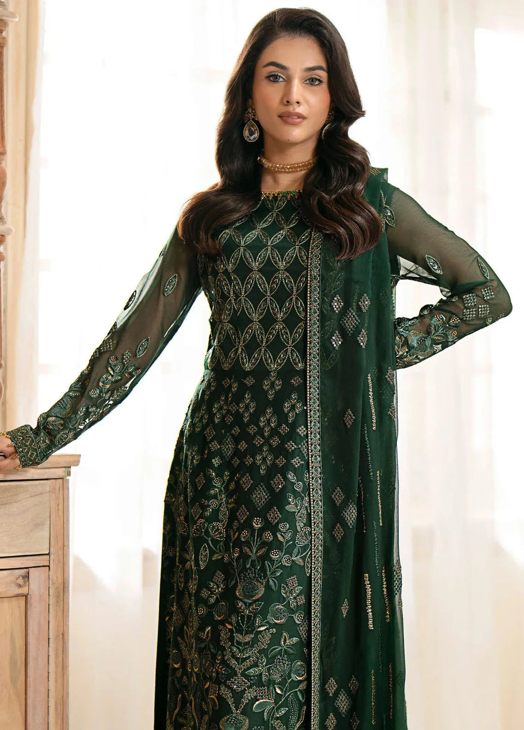 Meharbano By Kuch Khas Embroidered Chiffon Suit Unstitched 3 Piece FL24M K-1607 Evrin - Formal Collection