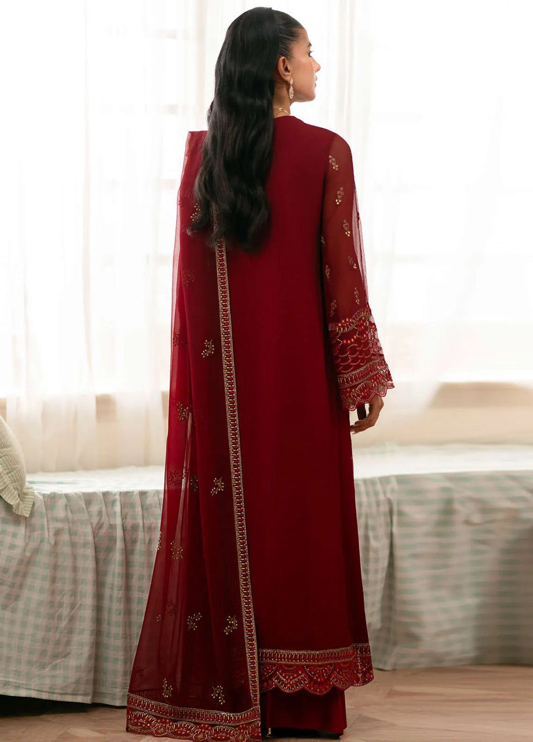 Meharbano By Kuch Khas Embroidered Chiffon Suit Unstitched 3 Piece FL24M K-1608 Vella - Formal Collection