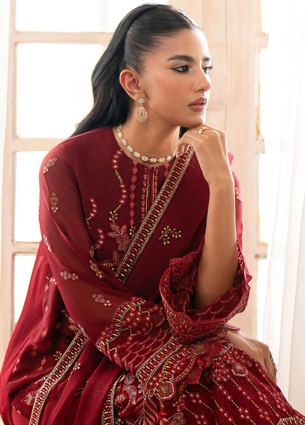 Meharbano By Kuch Khas Embroidered Chiffon Suit Unstitched 3 Piece FL24M K-1608 Vella - Formal Collection