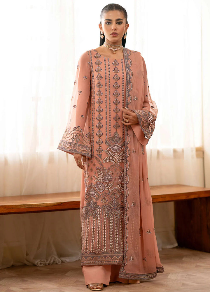 Meharbano By Kuch Khas Embroidered Chiffon Suit Unstitched 3 Piece FL24M K-1610 Alma - Formal Collection