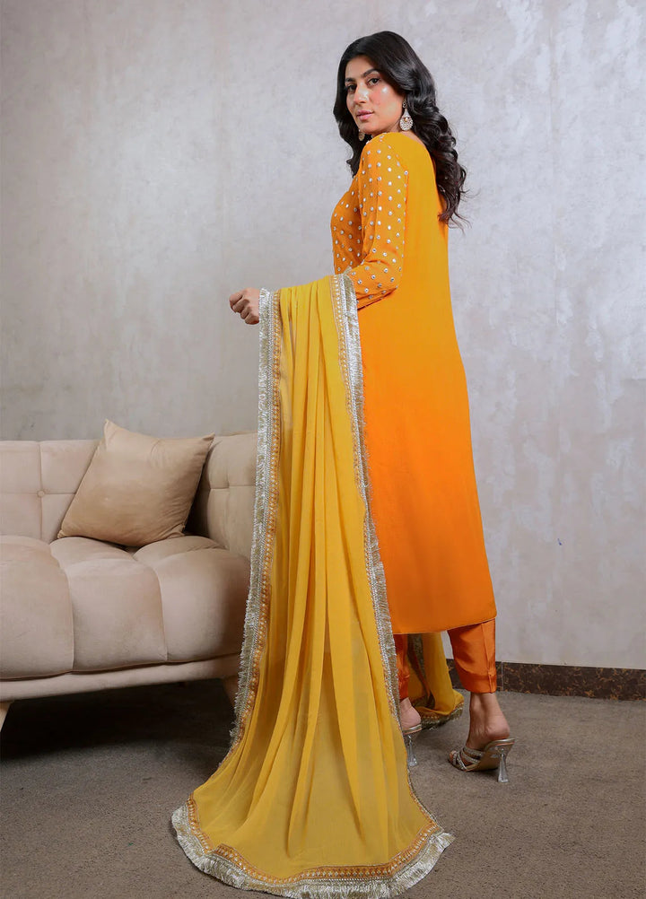 Mehav by Dhara Couture Pret Chiffon 3 Piece Suit Chamkeeli