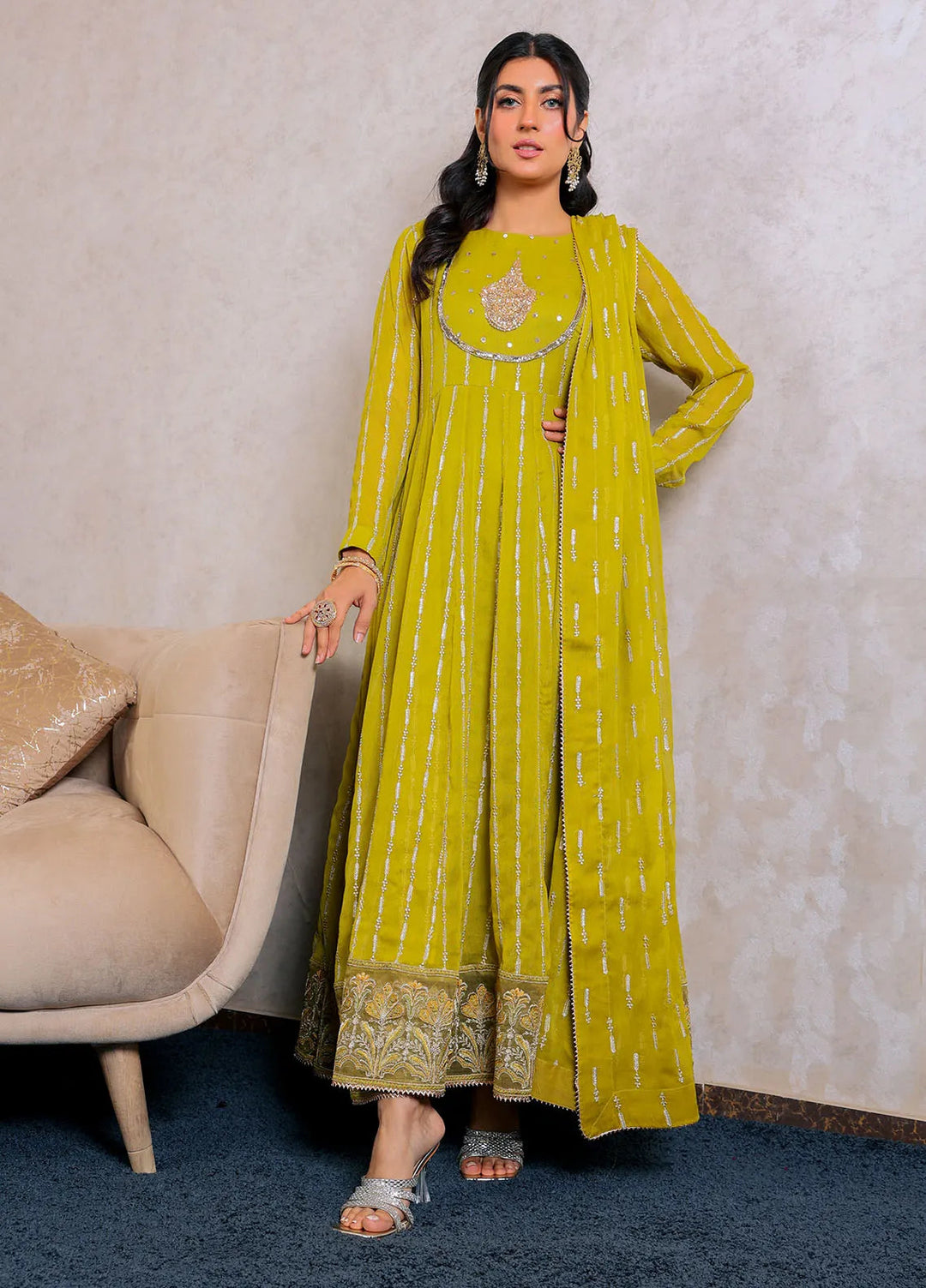 Mehav by Dhara Couture Pret Chiffon 3 Piece Suit Gul e Mohar