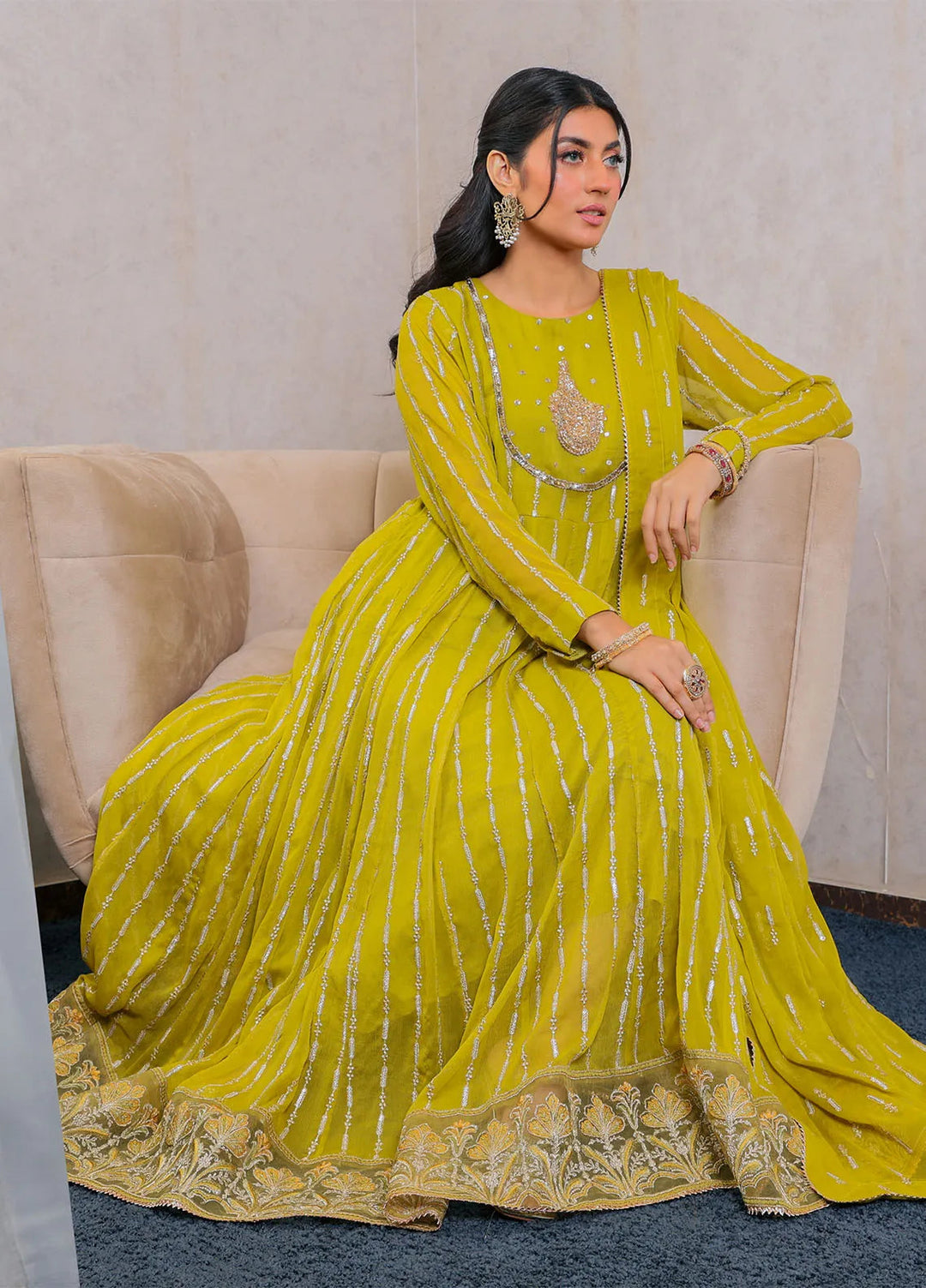 Mehav by Dhara Couture Pret Chiffon 3 Piece Suit Gul e Mohar