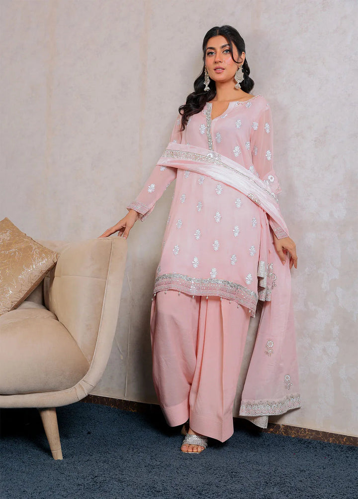 Mehav by Dhara Couture Pret Chiffon 3 Piece Suit Gulabi Dhoop