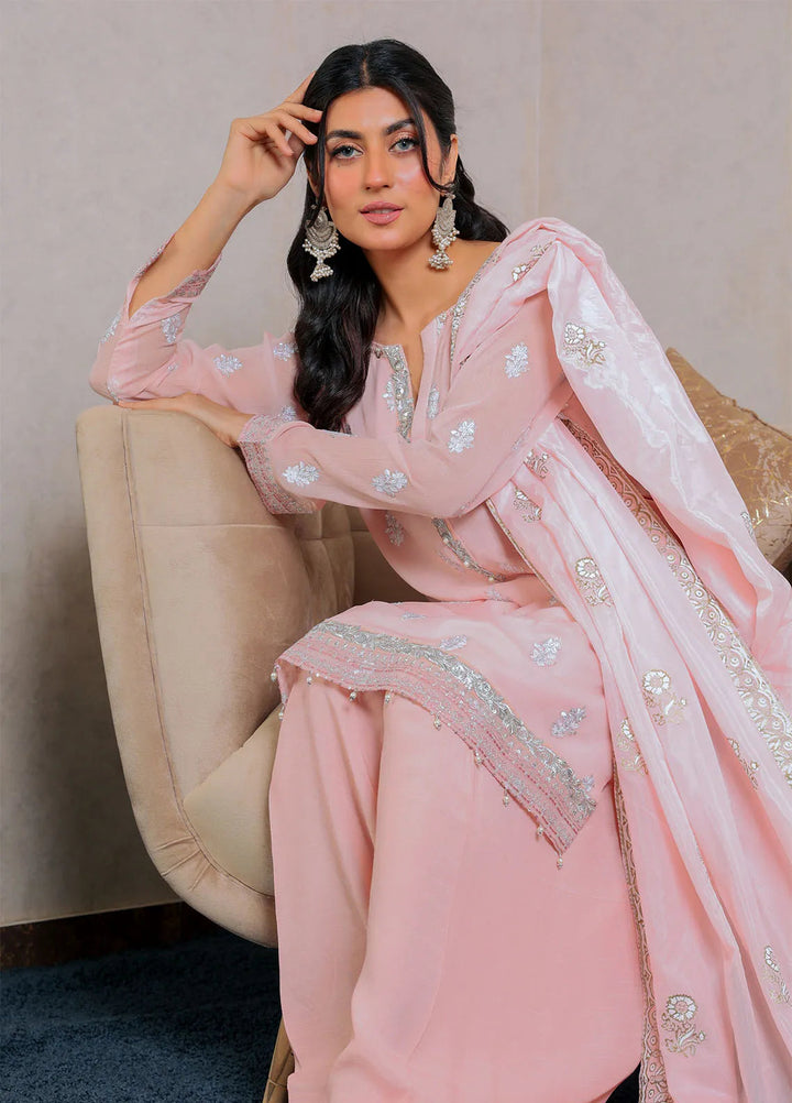 Mehav by Dhara Couture Pret Chiffon 3 Piece Suit Gulabi Dhoop