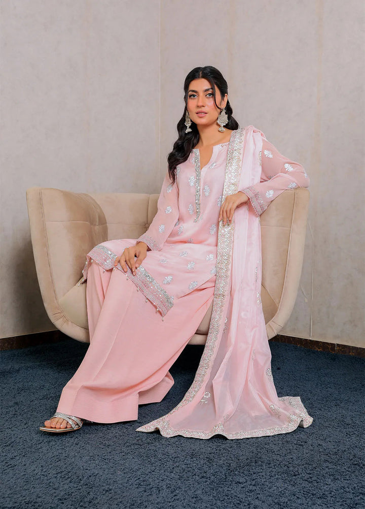 Mehav by Dhara Couture Pret Chiffon 3 Piece Suit Gulabi Dhoop