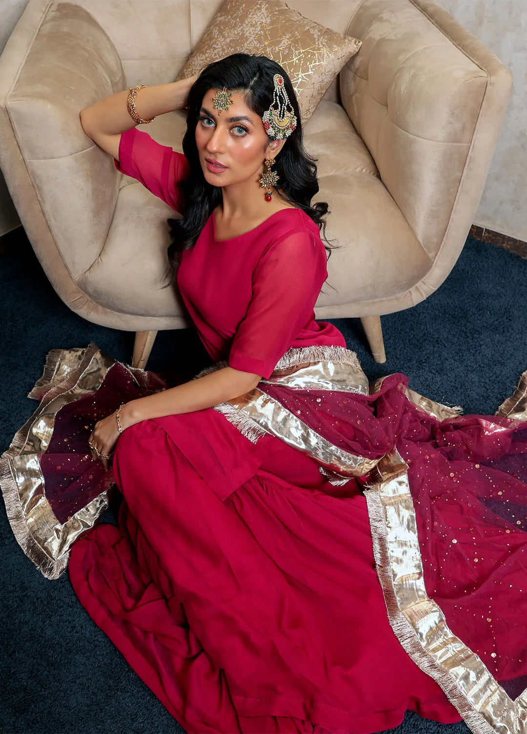 Mehav by Dhara Couture Pret Chiffon 3 Piece Suit Mumtaz