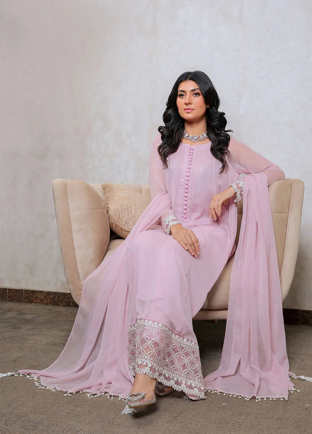 Mehav by Dhara Couture Pret Chiffon 3 Piece Suit Noor Jahan