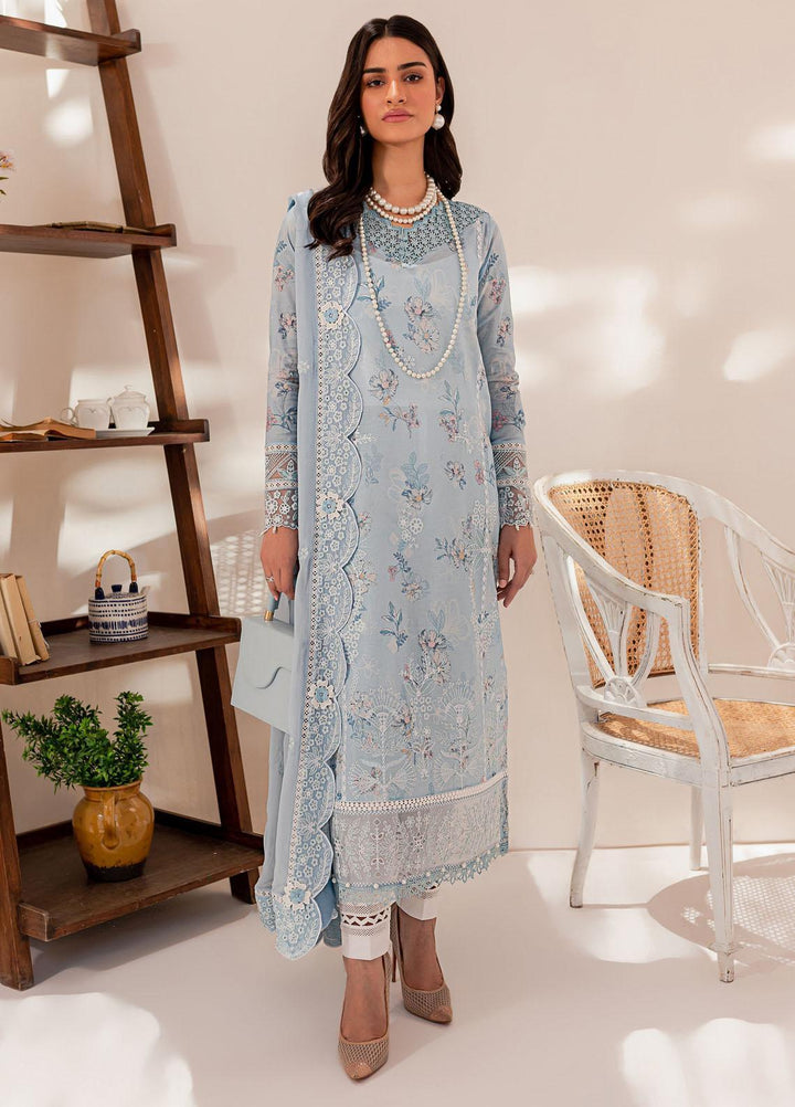 Mehek By Farasha Embroidered Lawn Suits Unstitched 3 Piece FDH23M D-05 Ocean Dust - Festive Collection