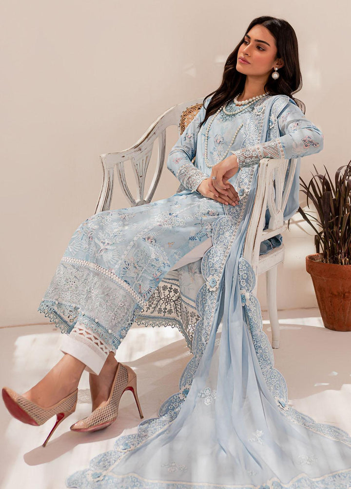 Mehek By Farasha Embroidered Lawn Suits Unstitched 3 Piece FDH23M D-05 Ocean Dust - Festive Collection