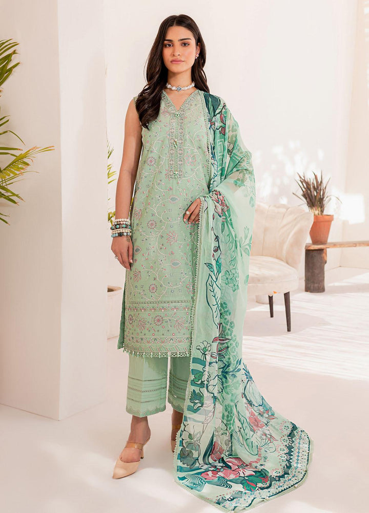 Mehek By Farasha Embroidered Lawn Suits Unstitched 3 Piece FDH23M D-09 Eden Bloom - Festive Collection