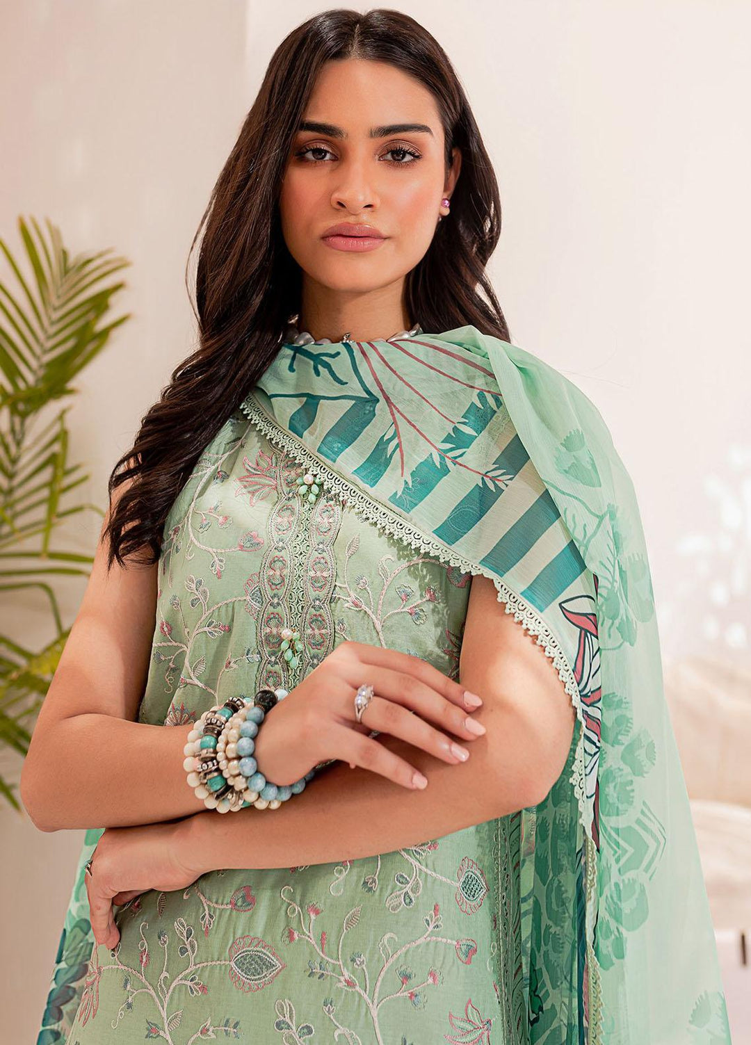 Mehek By Farasha Embroidered Lawn Suits Unstitched 3 Piece FDH23M D-09 Eden Bloom - Festive Collection