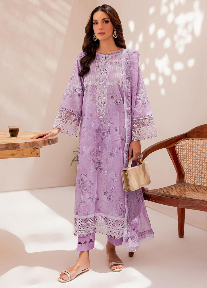 Mehek By Farasha Embroidered Lawn Suits Unstitched 3 Piece FDH23M D-10 Lavender Ray - Festive Collection