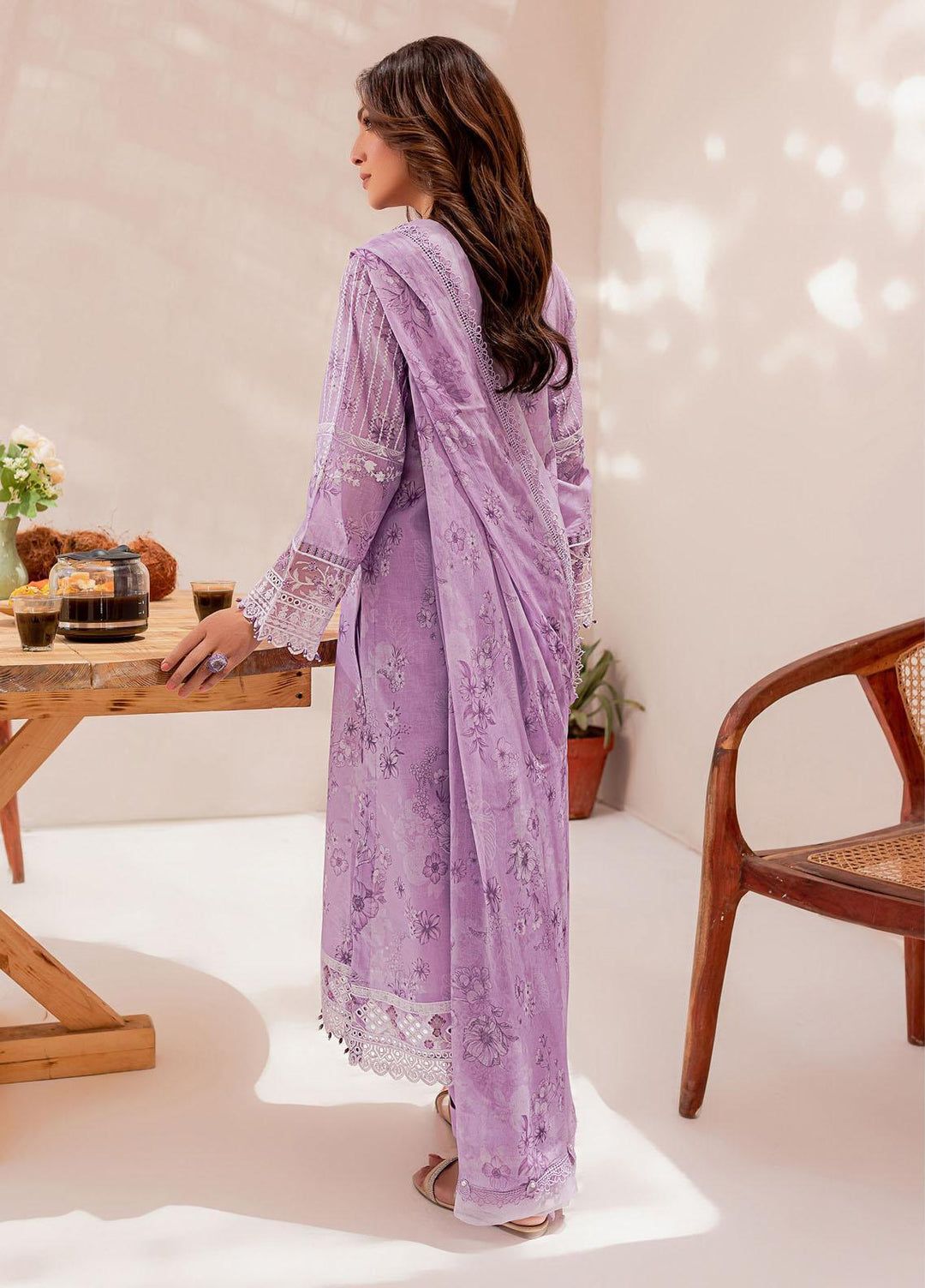 Mehek By Farasha Embroidered Lawn Suits Unstitched 3 Piece FDH23M D-10 Lavender Ray - Festive Collection