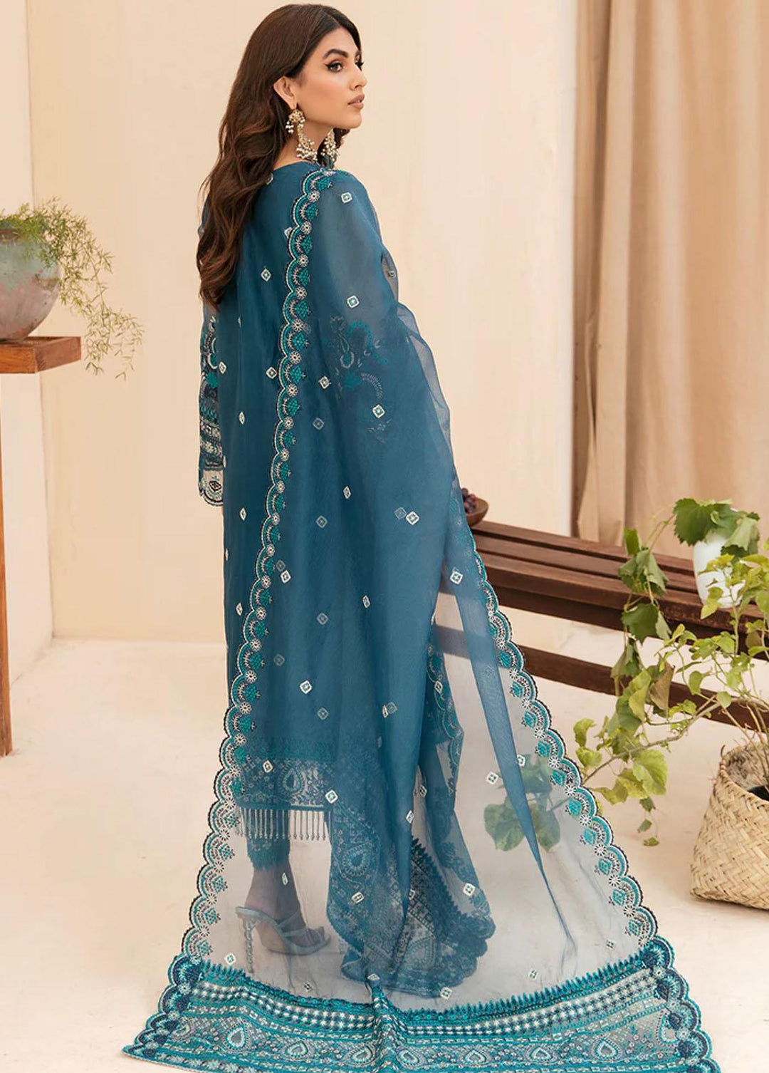 Meher-un-Nissa By Elegance Embroidered Cotton Net Suits Unstitched 3 Piece ELG23MF Amena-B - Luxury Festive Collection