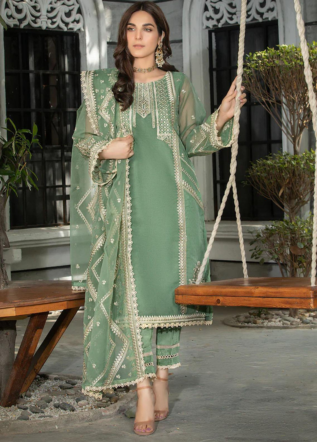 Meher-un-Nissa By Elegance Embroidered Organza Suits Unstitched 3 Piece ELG23MF Anara - Luxury Festive Collection