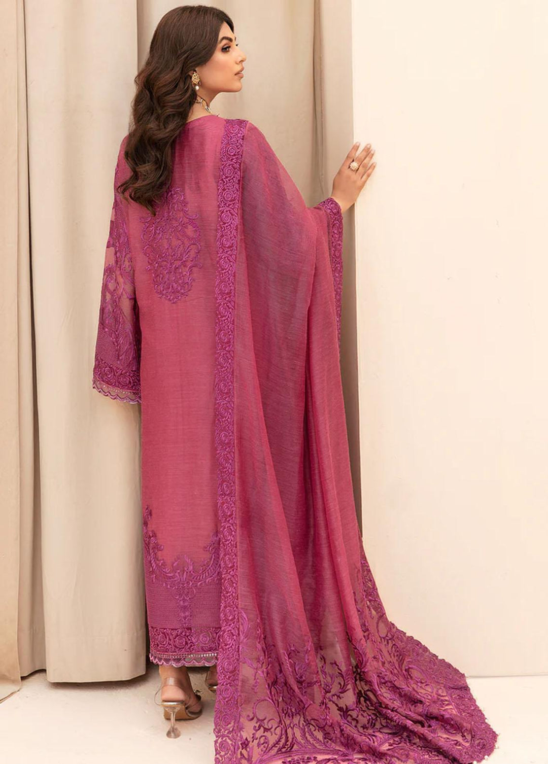 Meher-un-Nissa By Elegance Embroidered Cotton Net Suits Unstitched 3 Piece ELG23MF Kiran- A - Luxury Festive Collection