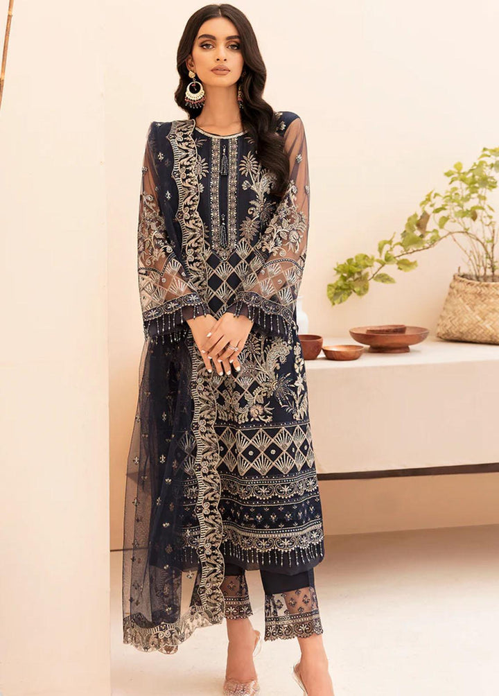 Meher-un-Nissa By Elegance Embroidered Net Suits Unstitched 3 Piece ELG23MF Reyah-A - Luxury Festive Collection
