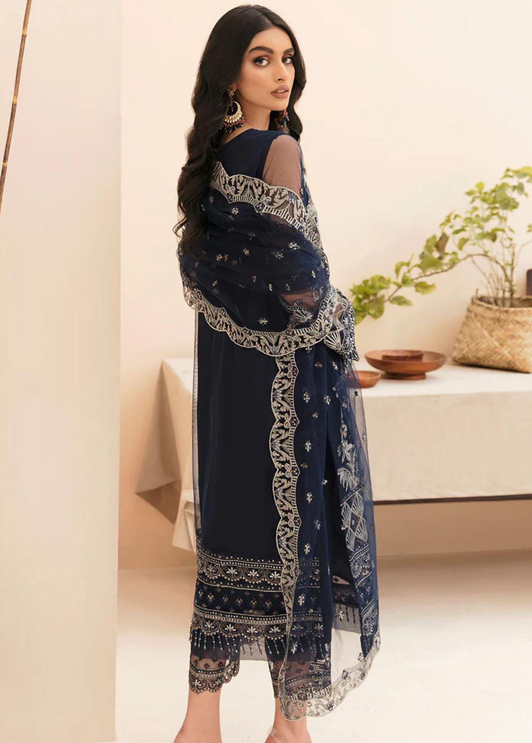 Meher-un-Nissa By Elegance Embroidered Net Suits Unstitched 3 Piece ELG23MF Reyah-A - Luxury Festive Collection