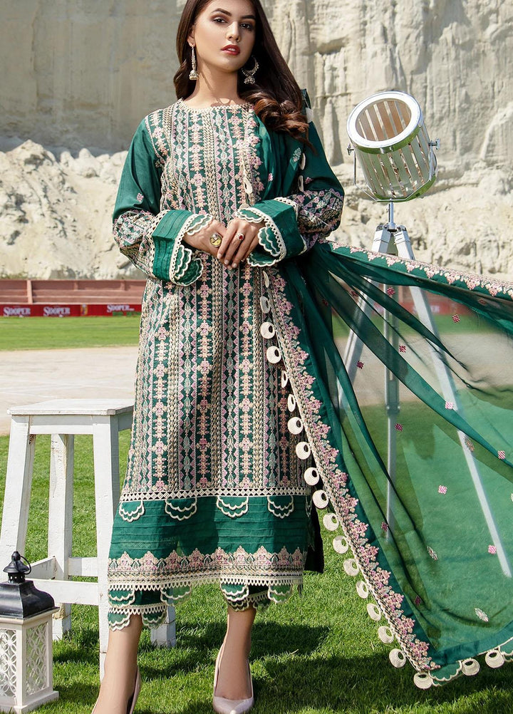 Meher-un-Nissa By Elegance Embroidered Lawn Suits Unstitched 3 Piece ELG21M 31 Emeralda - Luxury Collection