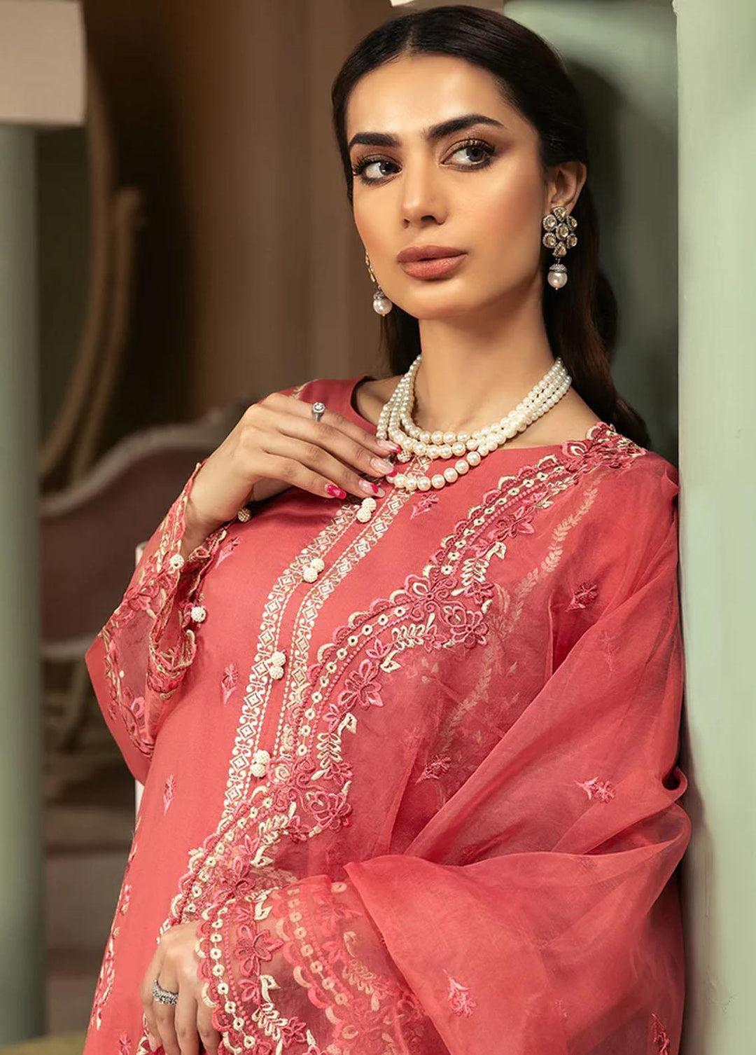 Meher-un-Nissa By Elegance Embroidered Lawn Suits Unstitched 3 Piece ELG233M MN-80 Rene - Luxury Collection