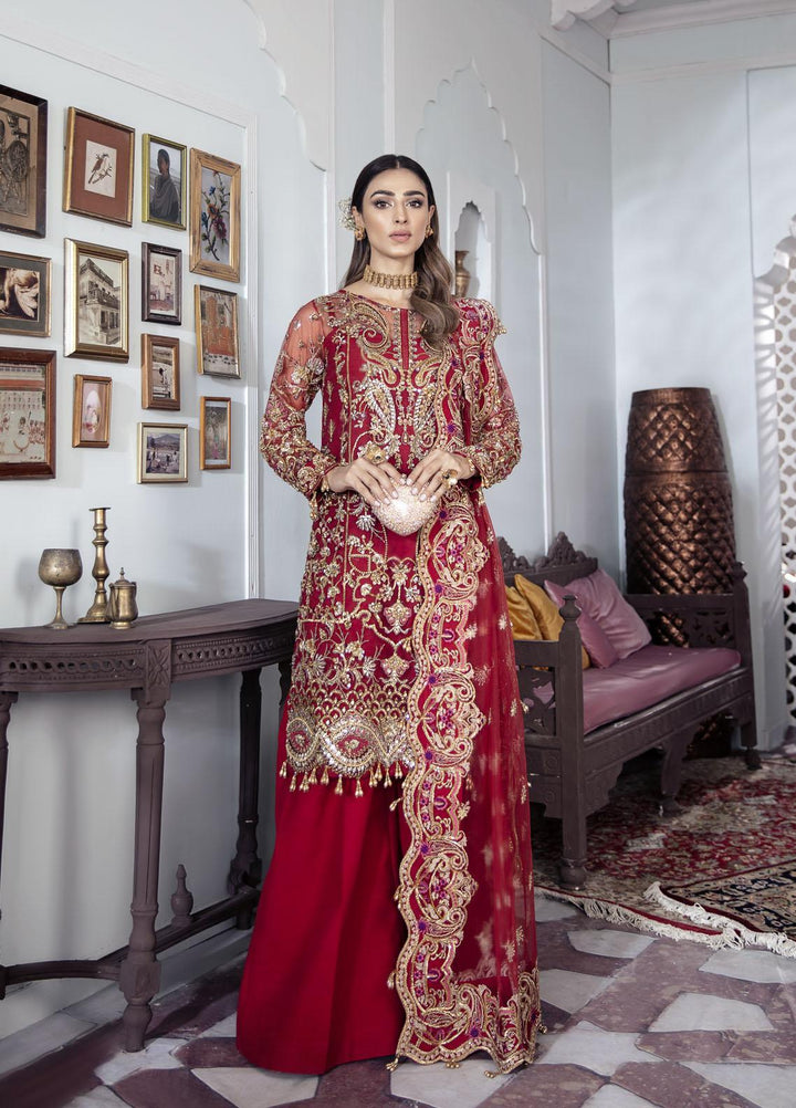 Gulaal Luxury Pret Embroidered Net 3 Piece Dress GL22MHR Tamanah