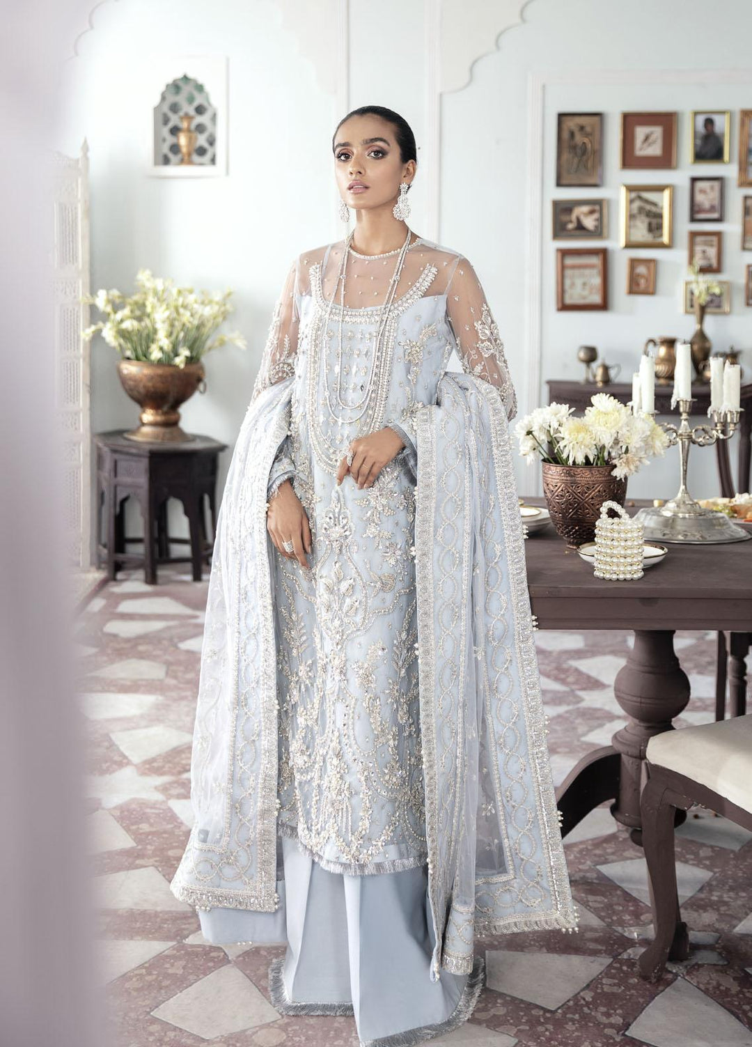 Gulaal Luxury Pret Embroidered Net 3 Piece Dress GL22MHR Saika