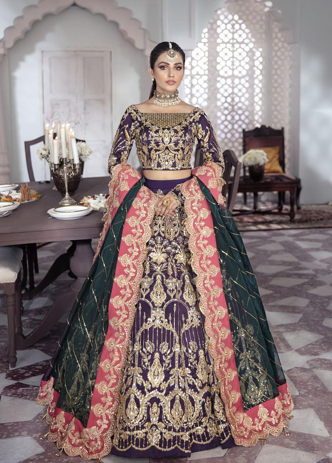 Gulaal Luxury Pret Embroidered Net 3 Piece Dress GL22MHR Kehkshan