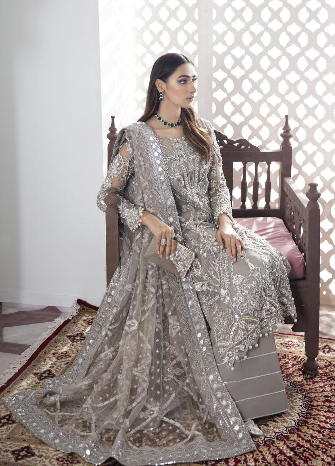 Gulaal Luxury Pret Embroidered Net 3 Piece Dress GL22MHR Gulnoor