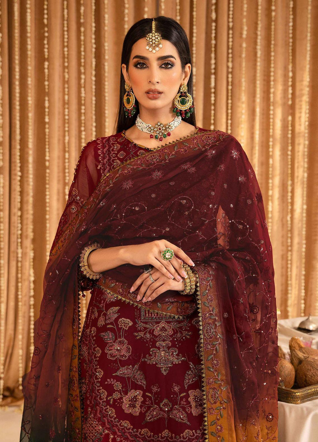 Mehfil-e-Uroos By Alizeh Fashion Embroidered Chiffon Suits Unstitched 3 Piece AFB23MU D-01 Roheen - Festive Collection
