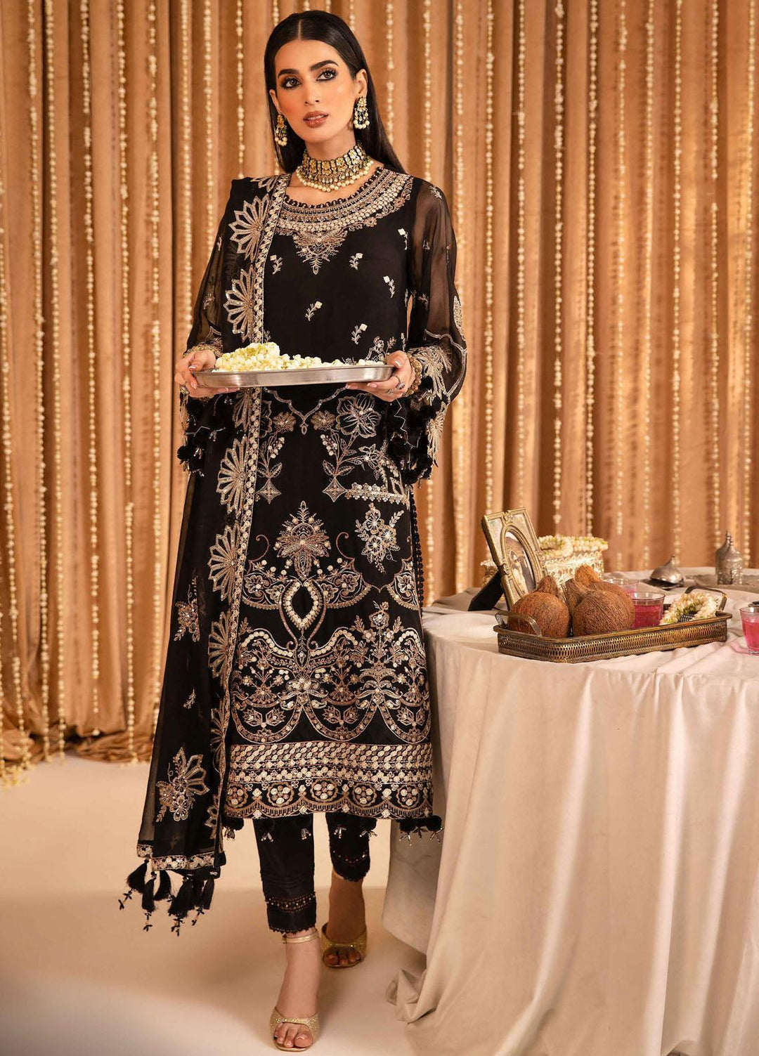 Mehfil-e-Uroos By Alizeh Fashion Embroidered Chiffon Suits Unstitched 3 Piece AFB23MU D-05 Yesra - Festive Collection