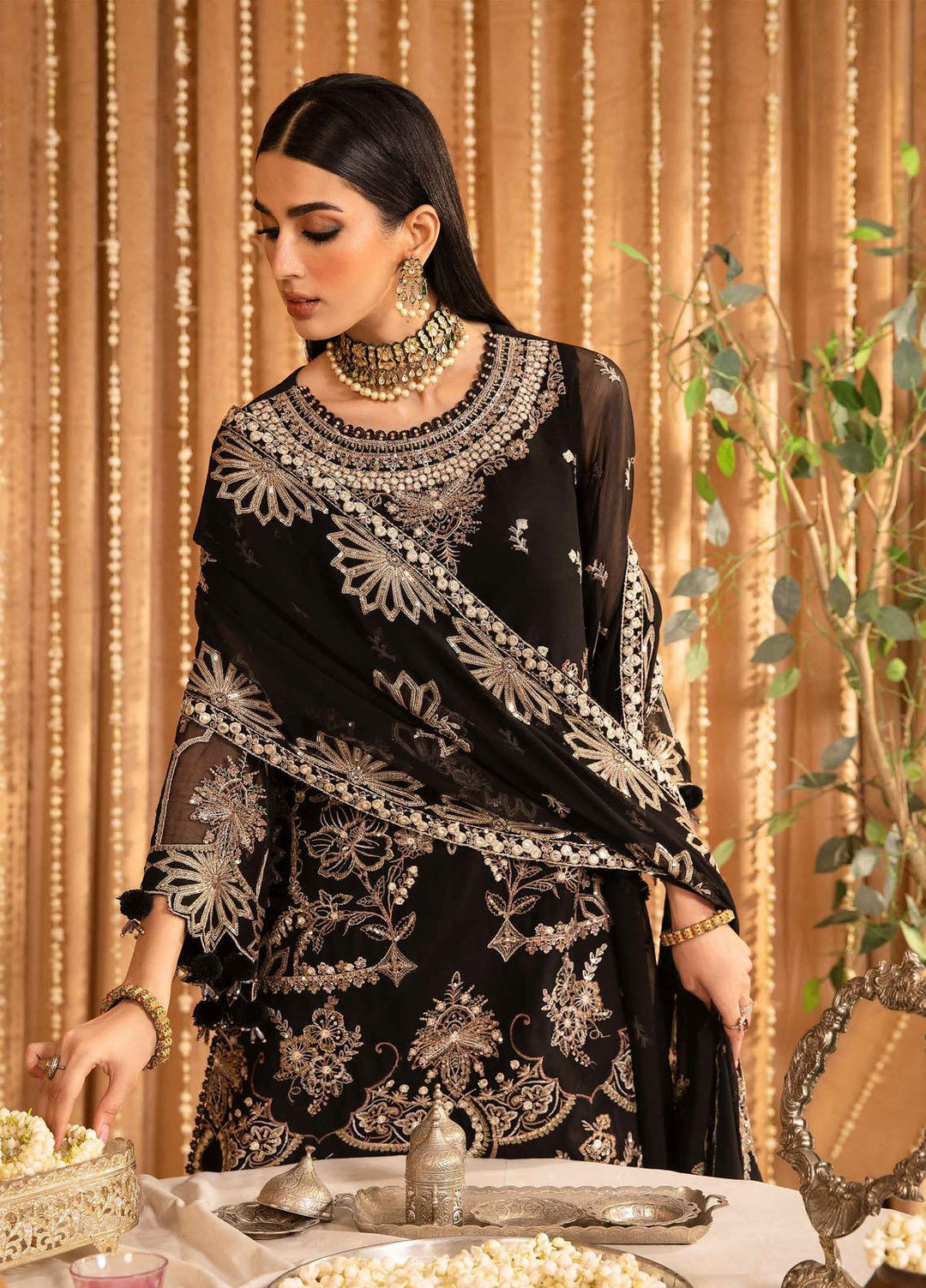 Mehfil-e-Uroos By Alizeh Fashion Embroidered Chiffon Suits Unstitched 3 Piece AFB23MU D-05 Yesra - Festive Collection