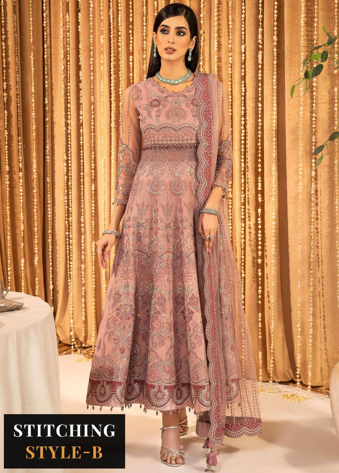 Mehfil-e-Uroos By Alizeh Fashion Embroidered Net Suits Unstitched 3 Piece AFB23MU D-06 Anamta - Festive Collection