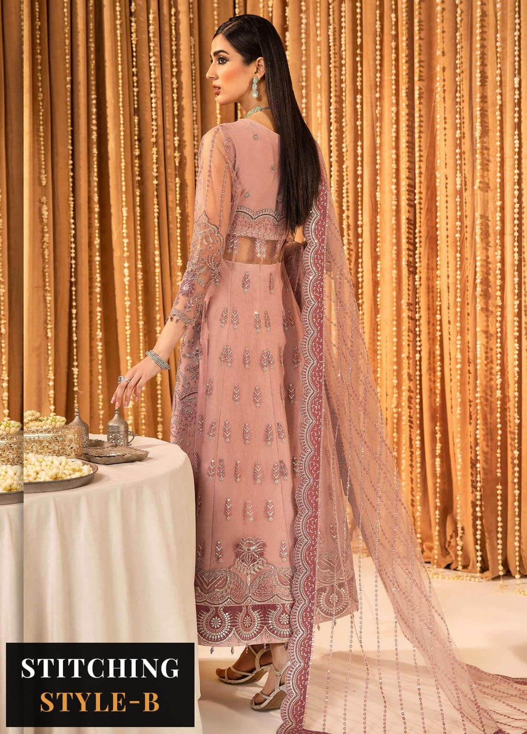 Mehfil-e-Uroos By Alizeh Fashion Embroidered Net Suits Unstitched 3 Piece AFB23MU D-06 Anamta - Festive Collection