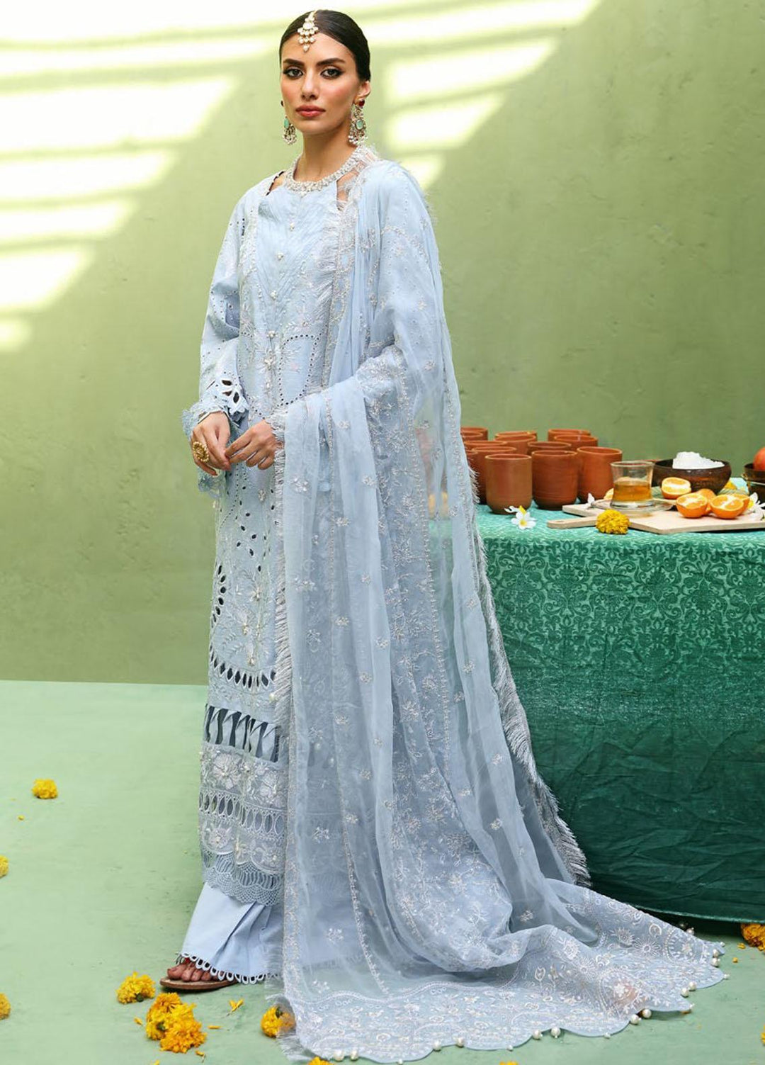 Mehmaan Nawazi By Nureh Embroidered Lawn Suits Unstitched 3 Piece NU23MN NDS-97 - Eid Collection
