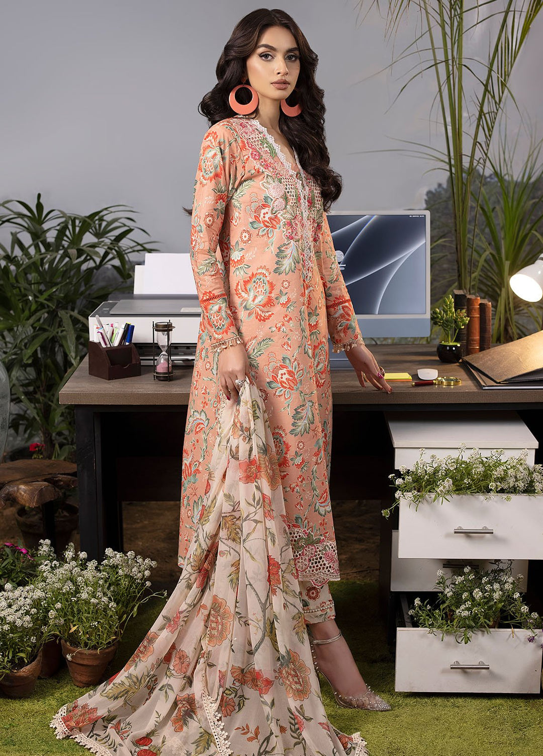 Mehr by Sahane Embroidered Lawn Suits Unstitched 3 Piece SNE24M CT-9001 Celestial Charm - Spring Summer Collection