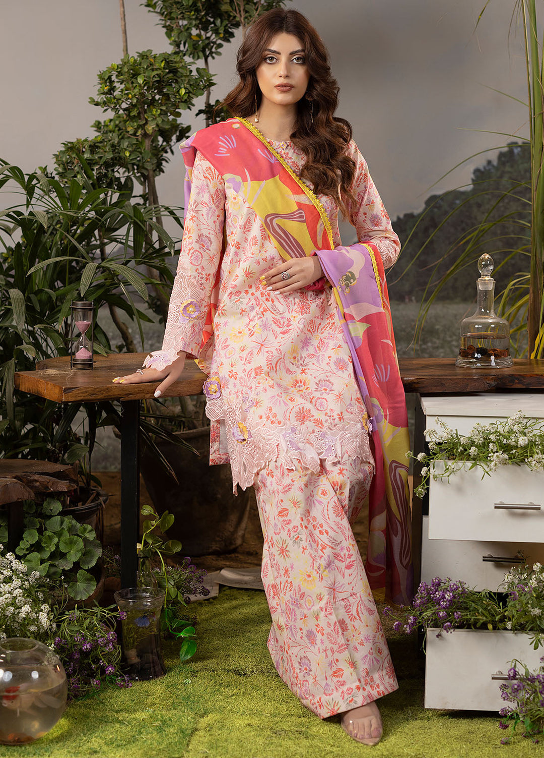 Mehr by Sahane Embroidered Lawn Suits Unstitched 3 Piece SNE24M CT-9005 Glorious Bloom - Spring Summer Collection