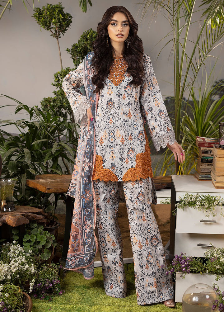 Mehr by Sahane Embroidered Lawn Suits Unstitched 3 Piece SNE24M CT-9009 Silver Mist - Spring Summer Collection