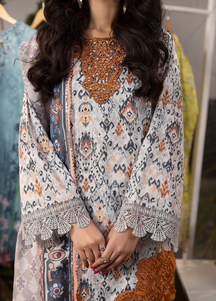 Mehr by Sahane Embroidered Lawn Suits Unstitched 3 Piece SNE24M CT-9009 Silver Mist - Spring Summer Collection