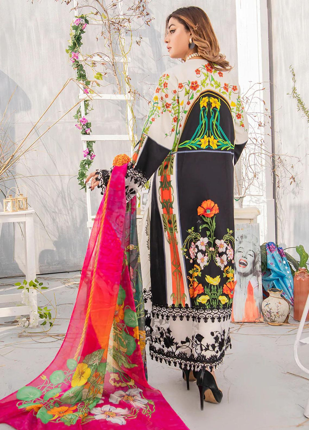 Mehr by Mirha Embroidered Lawn Suits Unstitched 3 Piece MR22M SHAMS - Festive Collection